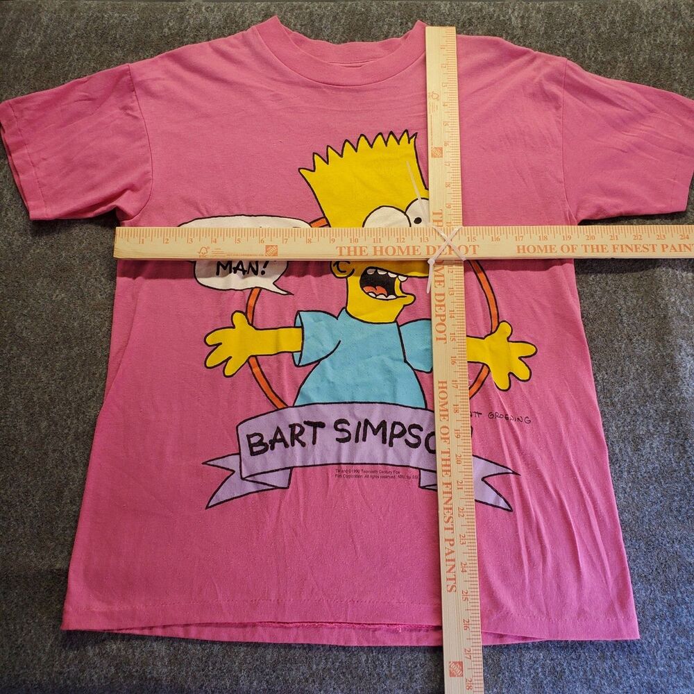VTG 1990 Bart Simpson Don’t Have A Cow Man T-Shirt Men’s M Pink Single Stitch - Picture 12 of 12